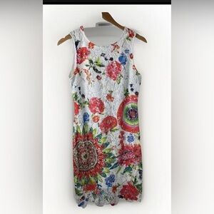 Papillon Lace Overlay Sleeveless Floral Multicolor Spring Women's Dress Size M